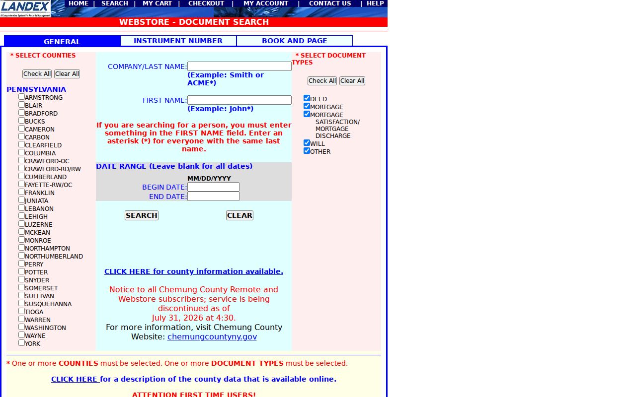Buckingham Township previous residents LANDEX deed document search