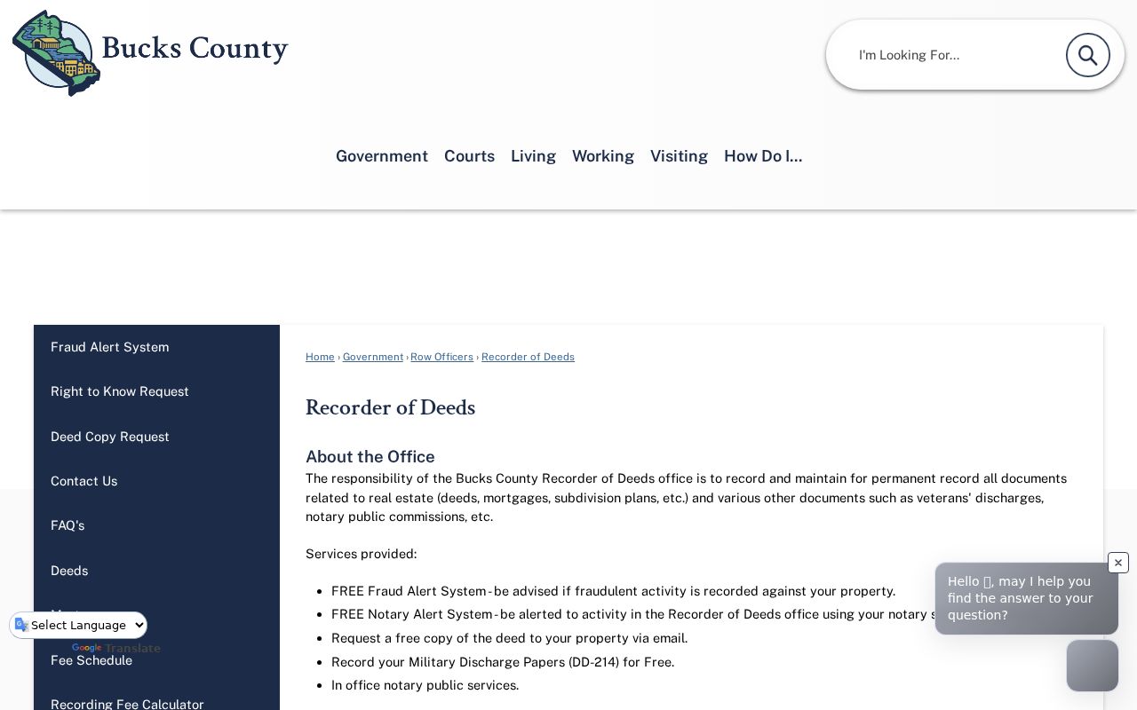 Buckingham Township street directory Recorder of Deeds research