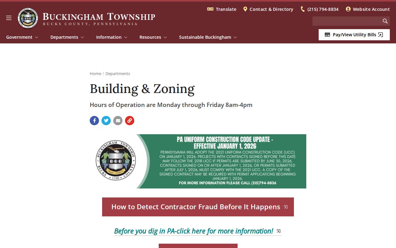 Buckingham Township street directory building and zoning records